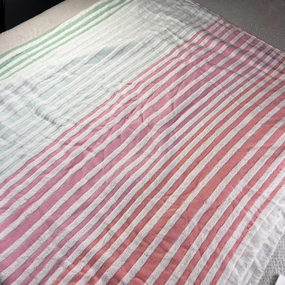 Caro‎ Home Pongo Spring Multi Striped Cotton Beach Towel 36x68 Pink Orange Blue